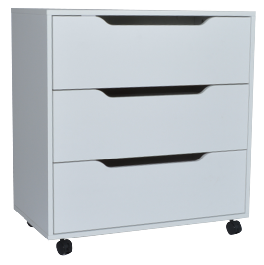 3 Drawer Mobile Office Filing Pedestal Cabinet File Storage Lockable White