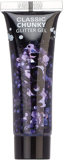 Classic Chunky Face & Body Glitter Gel by Moon Glitter - Lavender - Cosmetic Festival Glitter Face Paint for Face, Body, Hair, Nails - 12ml