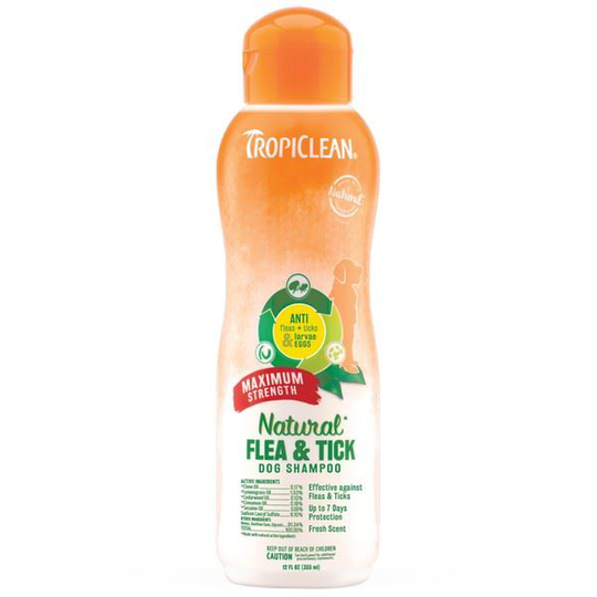 Tropiclean Natural Flea and Tick Shampoo Maximum Strength 355ml - 261566
