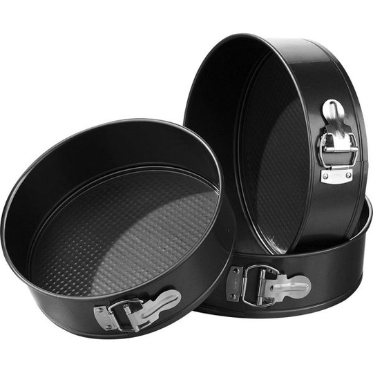 3pc Non-Stick Baking Springform Round Cake Tin Tray Pan Set Kit Spring Loaded