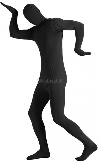 Mens Black 2Nd Skin Suit Fancy Dress Costume Outfit - XL Extra Large