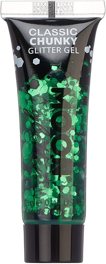 Classic Chunky Face & Body Glitter Gel by Moon Glitter - Green - Cosmetic Festival Glitter Face Paint for Face, Body, Hair, Nails - 12ml