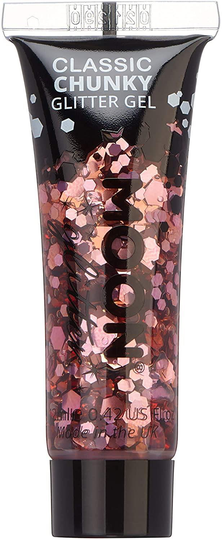 Classic Chunky Face & Body Glitter Gel by Moon Glitter - Pink - Cosmetic Festival Glitter Face Paint for Face, Body, Hair, Nails - 12ml