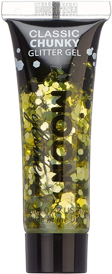 Classic Chunky Face & Body Glitter Gel by Moon Glitter - Gold - Cosmetic Festival Glitter Face Paint for Face, Body, Hair, Nails - 12ml