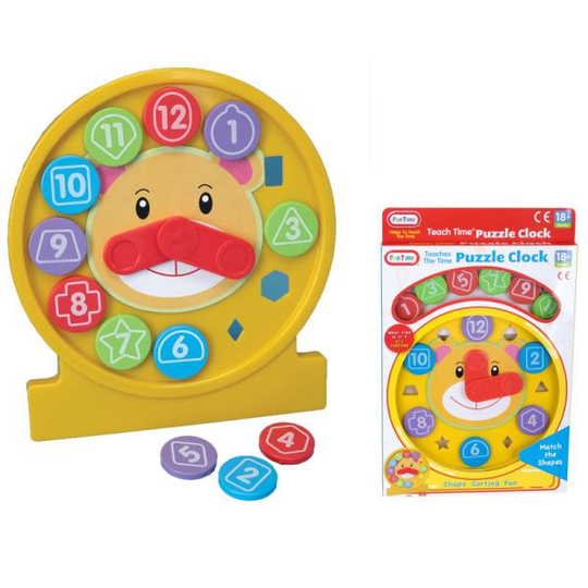 PUZZLE CLOCK - Funtime 2 in 1 Time Learning Puzzle Clock & Shape Sorter Toy