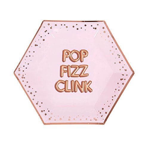Glitz and Glamour Pink and Rose Gold Plate x 8 'Pop Fizz Clink'