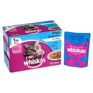 Whiskas 1+ Cat Pouch Fish Selection in Jelly (12Pk) - 19267
