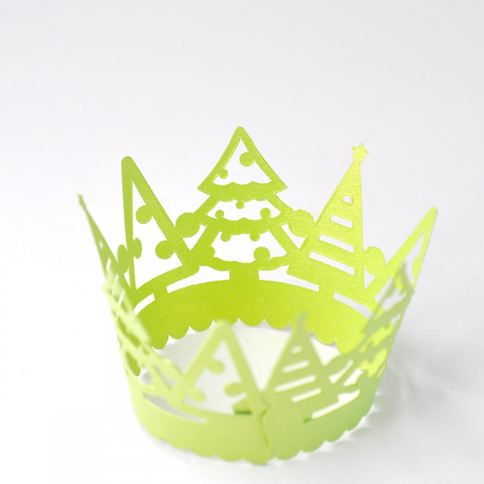 Green Tree Christmas Cupcake Wrappers 6 Pack