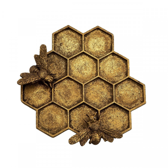 Gold Honeycomb Bee Jewellery Trinket Dish