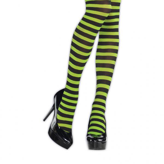 Tights Strped Grn/Blck O/S
