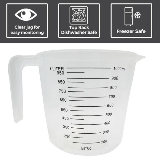Plastic Measuring Jug Kitchen Bar 1 Litre Measuring Jug 1pk