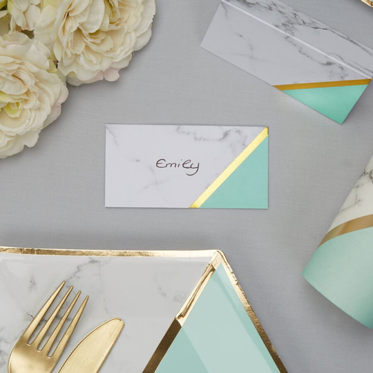 Mint Green Marble Party Place Cards x 10