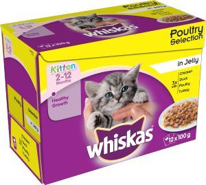 Whiskas Pouch Kitten 2-12 Month Poultry Sel in Jelly (12Pk) - 726516