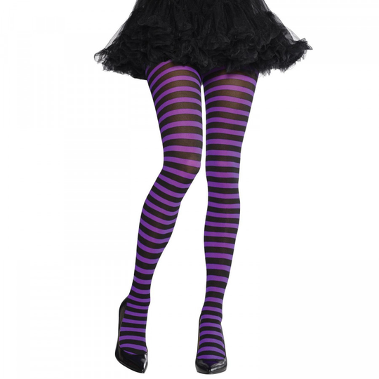 Tights Strped Prpl/Blck O/S