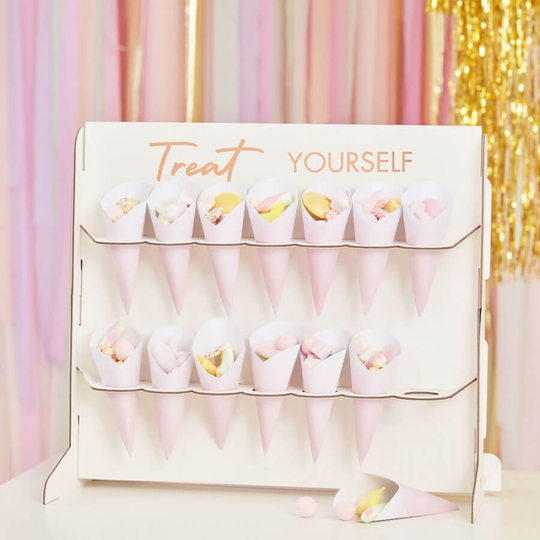 Treat Stand Food Cones Sweet Table Rose Gold Foiled Wedding Party