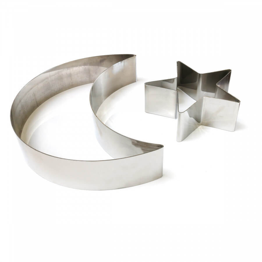2pc XL (25cm) Crescent Moon & Star Cake / Pastry Dessert Cutter / Shaper Set