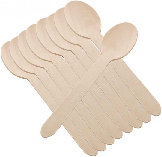 100pc Biodegradable Wooden Spoon Cutlery Disposable eco Cutlery Party Set